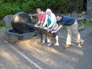 Mom & me making olive oil with my son Benjamin